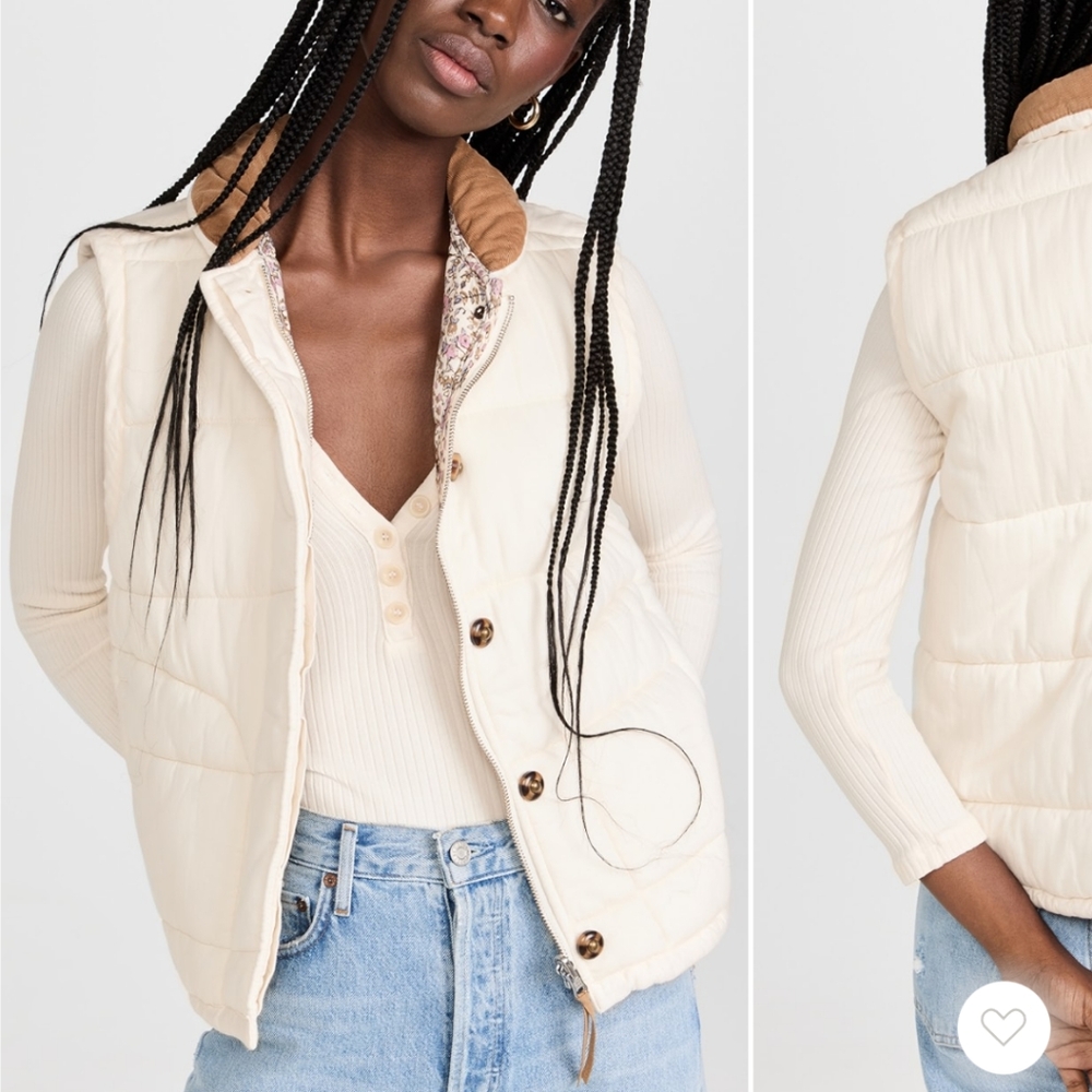 Xirena Ivory & Floral Print Reversible Hunter Puffer Vest